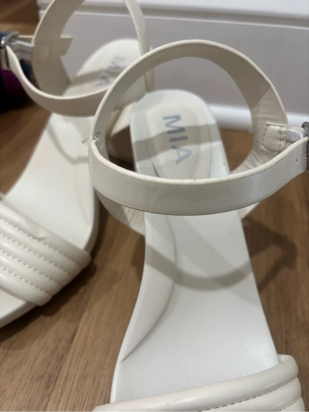 MIA White Strappy Block Heel Sandals